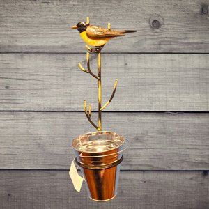 Warbler Bird Metal Wall Hanger - Planter - Accessories - Crafts - Songbird